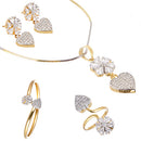 Flower Shaped Heart Drop Gold-Plated American Diamond-Studded Jewellery Set Combo