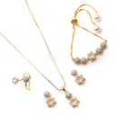 White & Gold-Toned Alloy Gold-Plated Studded Jewellery Set Combo