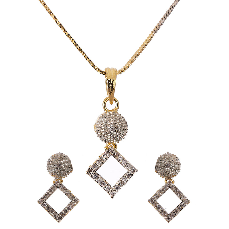 White & Gold-plated American Diamond Studded Jewellery Set Combo