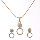 White & Gold-Plated Oval Shaped American Diamond Studded Jewellery Set Combo