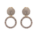 White & Gold-Plated Oval Shaped American Diamond Studded Jewellery Set Combo