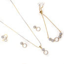 White & Gold-Plated Oval Shaped American Diamond Studded Jewellery Set Combo