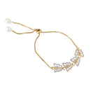 Gold Plated American Diamond Studded Butterfly Design Pendant Combo Set With Adjustable Bracelet & Ring