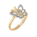 Gold Plated American Diamond Studded Butterfly Design Pendant Combo Set With Adjustable Bracelet & Ring