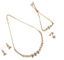 Gold Plated American Diamond Studded Heart Design Pendant Combo Set With Adjustable Bracelet & Ring