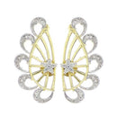 Gold Plated Peacock Feather Shaped American Diamond Studded Ear Cuffs