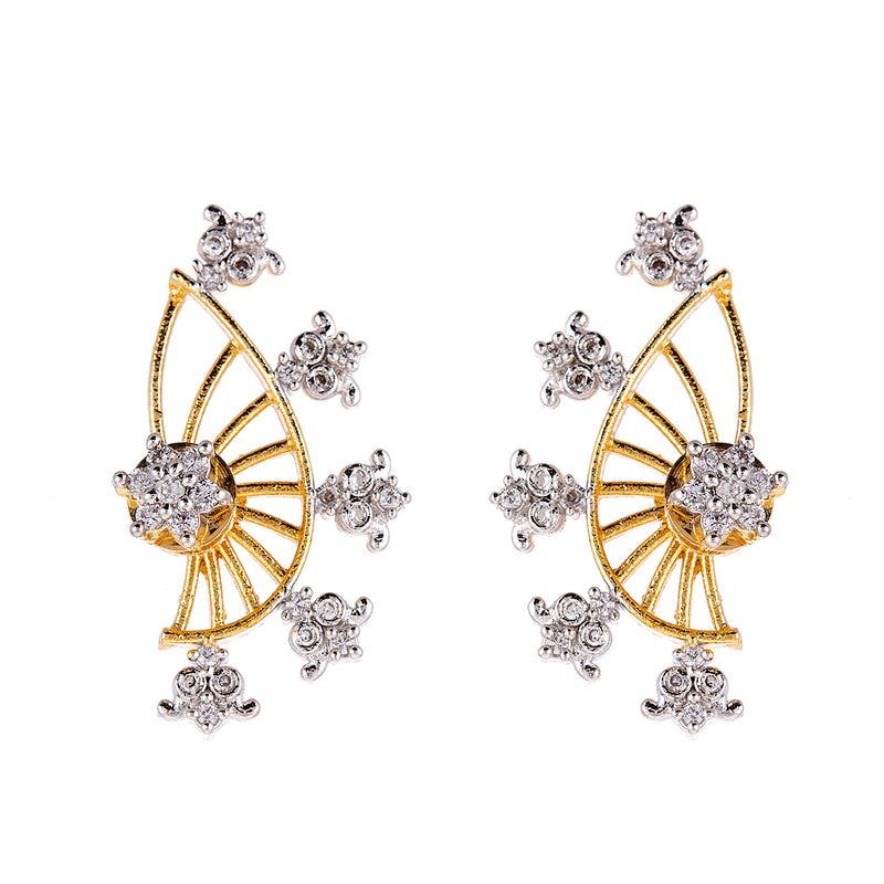 Gold Plated American Diamond Ear cuffs Earrings Jewellery