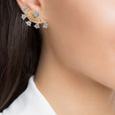 Gold Plated Floral American Diamond studded Ear cuffs
