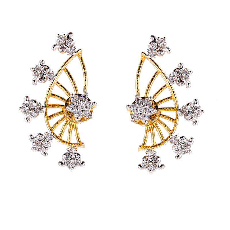 Gold Plated American Diamond Ear cuffs Earrings Jewellery