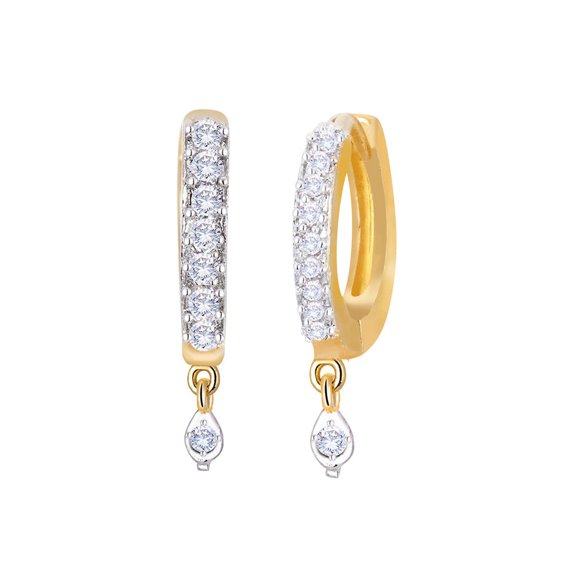 Multi-Color 3 In 1 Interchangeable Oval Shaped Gold Plated American Diamond Earring Jewellery