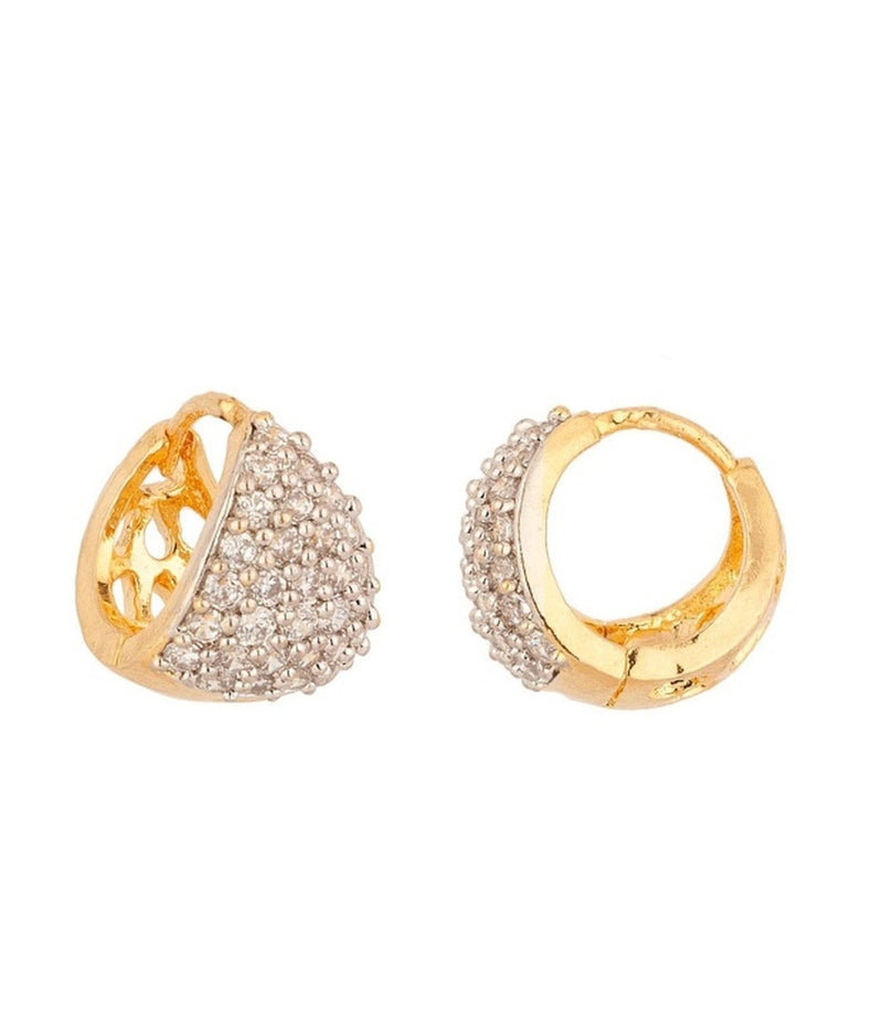 Gold Plated American Diamond Huggies Earring Jewellery