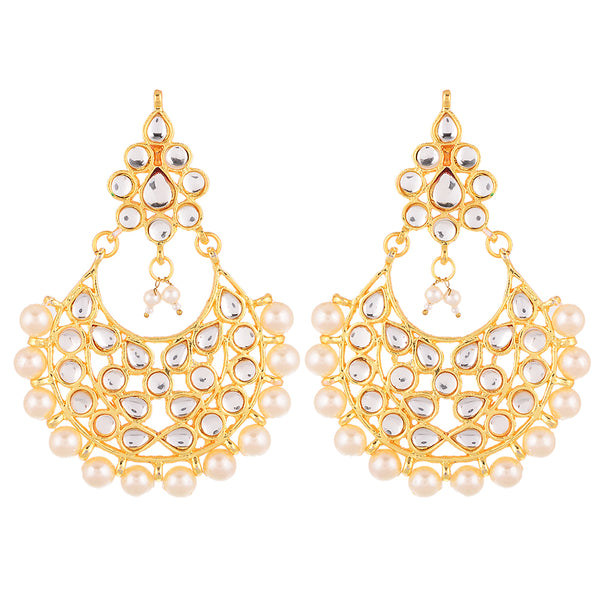 Gold Plated Kundan Pearl Dangle Earring Jewellery
