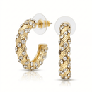 Gold Plated White AD Stone Western Hoop Earrings For Women