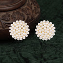 Earring Pearl Engraved Office Push Back Stud Earrings Jewellery