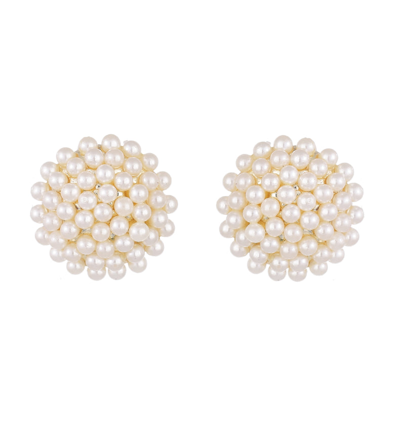 Earring Pearl Engraved Office Push Back Stud Earrings Jewellery