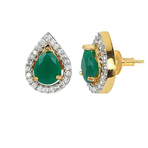 Multi-Color 3  1 Interchangeable Gold Plated American Diamond In Water Drop shape Earring Jewellery
