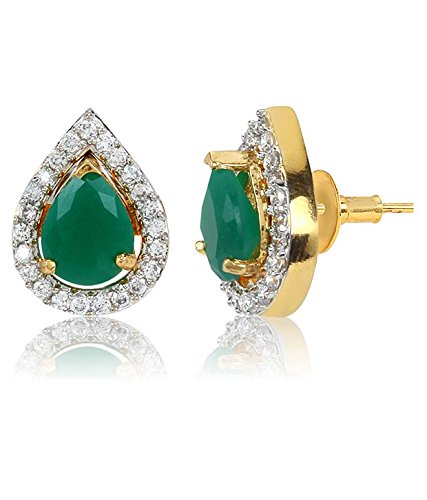 Multi-Color 3  1 Interchangeable Gold Plated American Diamond In Water Drop shape Earring Jewellery
