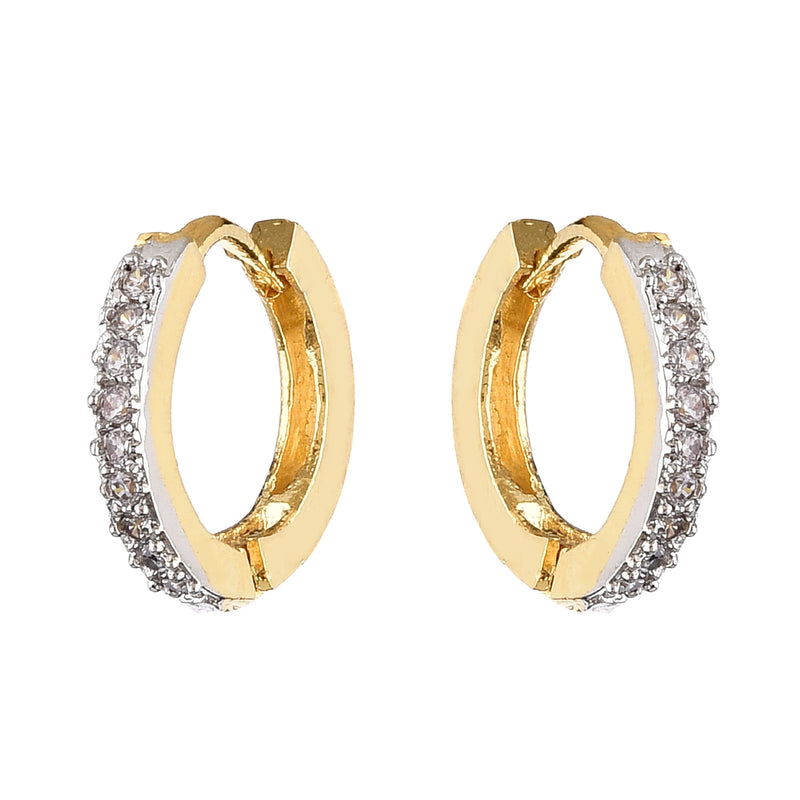 Gold Plated American Diamond Trendy Bali Huggie Earring Jewellery