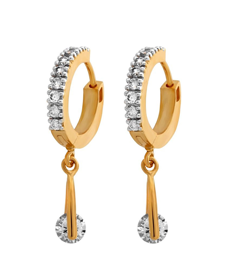 Fancy  Gold Plated American Diamond Hoop Drop Cz Diamond Jewellery