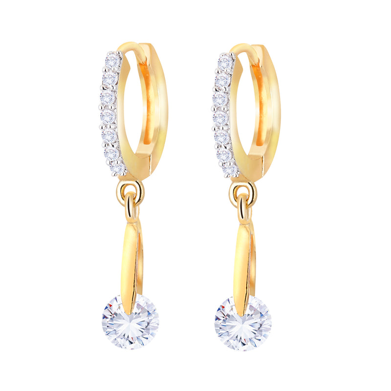 Fancy  Gold Plated American Diamond Hoop Drop Cz Diamond Jewellery