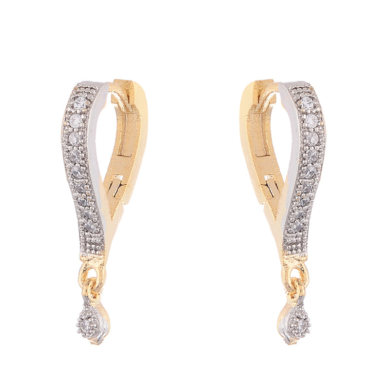 Gold & Rhodium Plated Cz Hoop Earrings Jewellery