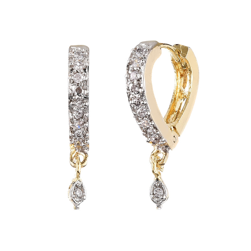 Gold & Rhodium Plated Cz Hoop Earrings Jewellery