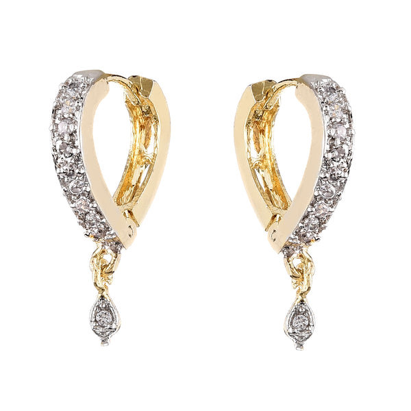 Gold & Rhodium Plated Cz Hoop Earrings Jewellery