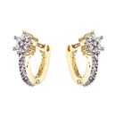 Flower Style Gold Plated Brass Stud Hoop Earrings Jewellery