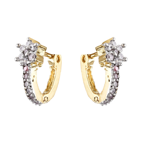 Flower Style Gold Plated Brass Stud Hoop Earrings Jewellery