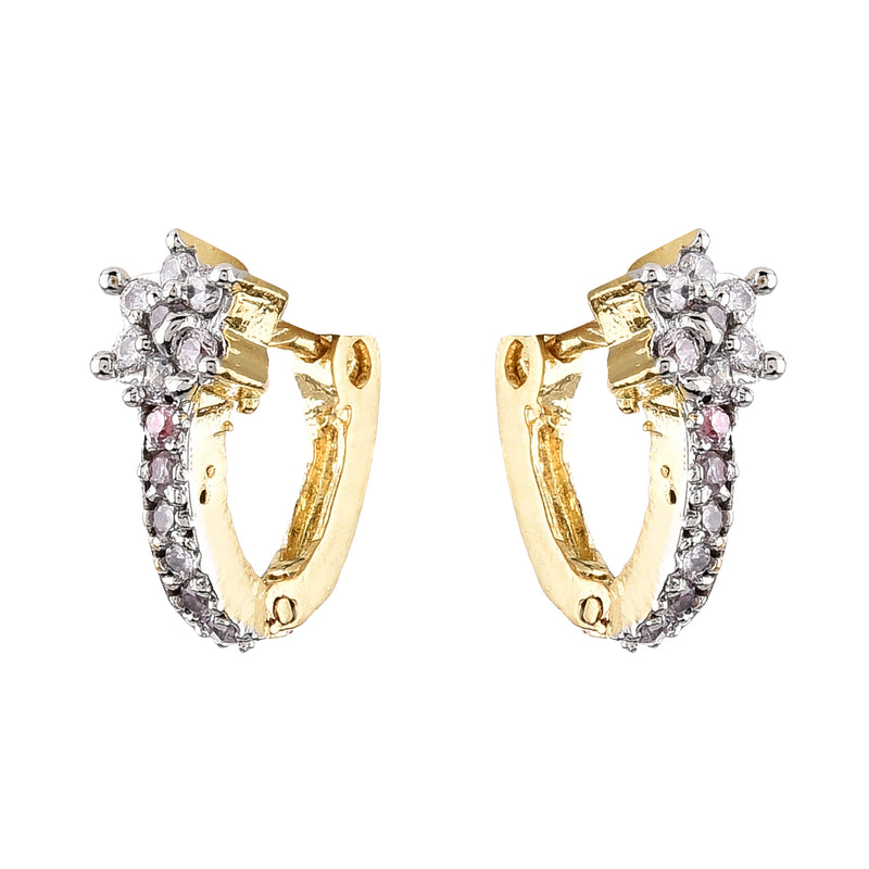 Flower Style Gold Plated Brass Stud Hoop Earrings Jewellery