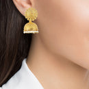 Traditional Gold Plated White Pearl Beaded Jhumka Jhumki Earrings