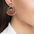 Earring Oxidised Gold Tone Attractive Crystal & Pearl Chandbali Designer Earring Jewellery For Women & Girls