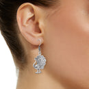 Peacock Oxidized Silver Designer Kashmiri Tribal Long Dangle  Earrings Jewellery For Girl And Women
