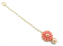 Gold-Plated Pearl Pink Gota Patti Flower Maang Tikka