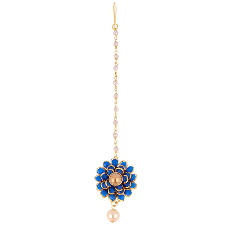 Floral Style Attractive Maang-Tikka with Pearls for Girls & Women