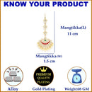 ZENEME Gold Plated Multicolor Kundan Floral Crescent Pearl Fringe Maang Tikka for Women & Girls
