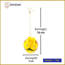 Gold Plated Floral Yellow Gotta Patti Maang Tikka  (Mehandi,Haldi,Bridal,Baby Shower)