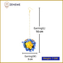 Gold Plated Floral Yellow And Blue Gotta Patti Maang Tikka (Mehandi,Haldi,Bridal,Baby Shower)