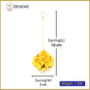 Gold Plated Floral Yellow And Golden Gotta Patti Maang Tikka  (Mehandi,Haldi,Bridal,Baby Shower)