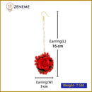 Gold Plated Floral Red And Green Gotta Patti Maang Tikka (Mehandi,Haldi,Bridal,Baby Shower)