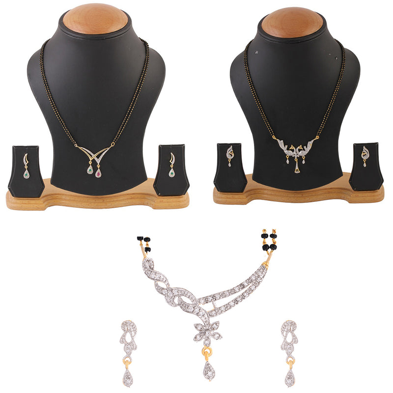 Combo Set American Diamond Mangalsutra  with Chain for Women