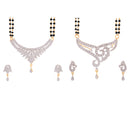 Combo of 2 American Diamond Gold Plated Magalsutra Pack Pendant with Chain