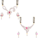 Floral and Leafy Design  Gold Plated Sparkling AD Studded  Celebrity Inspired Pendant With Earring