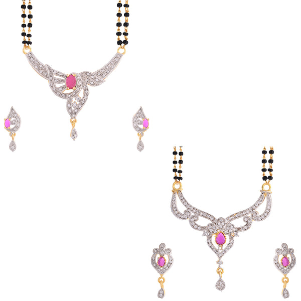 Combo American Diamond Mangalsutra  Pendant with Chain for Women