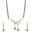 Combo of 3 Precious Collection Golden Gold-plated American Diamond Mangalsutra for Women -