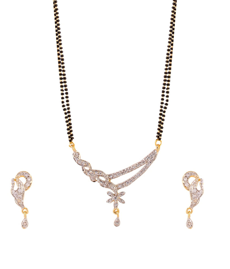 Combo of 3 Precious Collection Golden Gold-plated American Diamond Mangalsutra for Women -