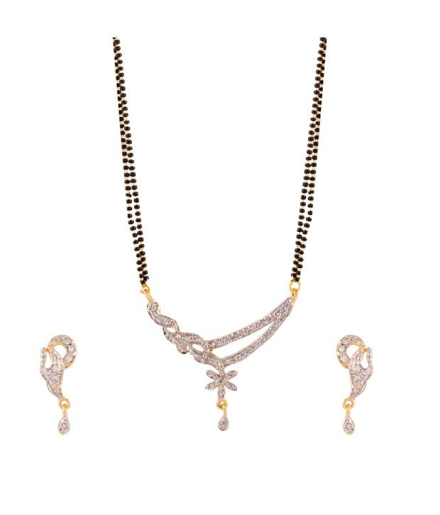 combo 2 Precious American Diamond Gold Plated Mangalsutra  set