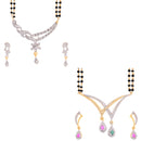 Combo American Diamond Gold Plated Mangalsutra  Pendant with Chain