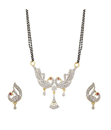 Combo of 3 American Diamond Gold Plated Mangalsutra  Pendant with Chain for Women