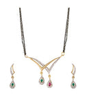 Combo of 3 American Diamond Gold Plated Mangalsutra  Pendant with Chain for Women